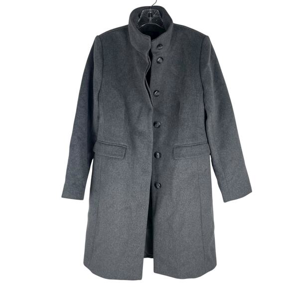 Ann Taylor Funnel Neck Wool Blend Tailored Coat Hidden Button Gray Size S - Picture 11 of 12